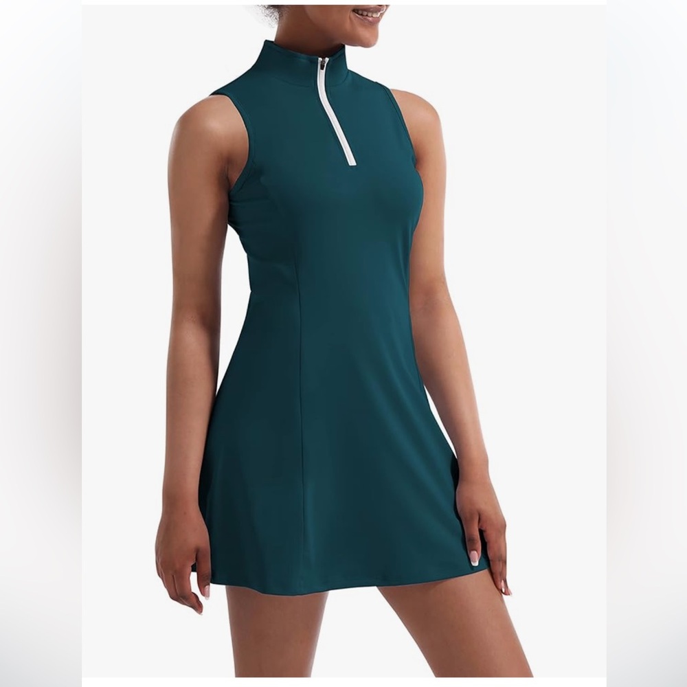 Tennis Golf Dress with Shorts & Pockets Sleeveless Workout Athletic XS